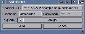 The Add channel window