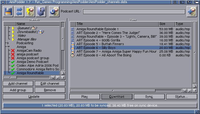 AmiPodder's main window